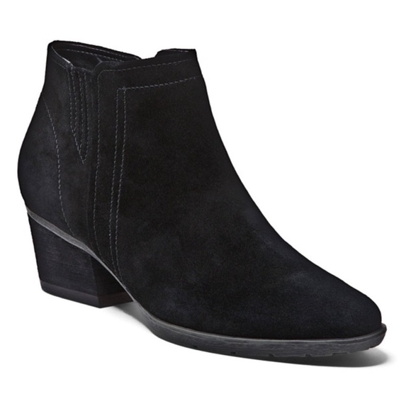 Blondo Valli Waterproof Bootie Black Nubuck Low Block Heel Sz 10W - Picture 1 of 14